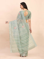 Shree Shyam Fashion Linen Cotton Light Green Saree - Distacart