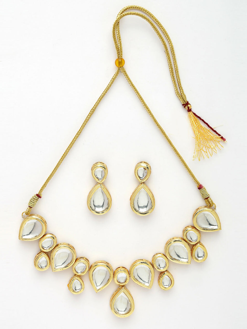 NVR Women's Gold Kundan-Studded Handcrafted Jewellery Set