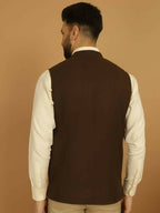 Even Apparels Pure Wool Nehru Jacket - Brown