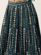 House of Panchhi Teal Pure Georgette Sequinse Work Lehenga & Blouse with Dupatta