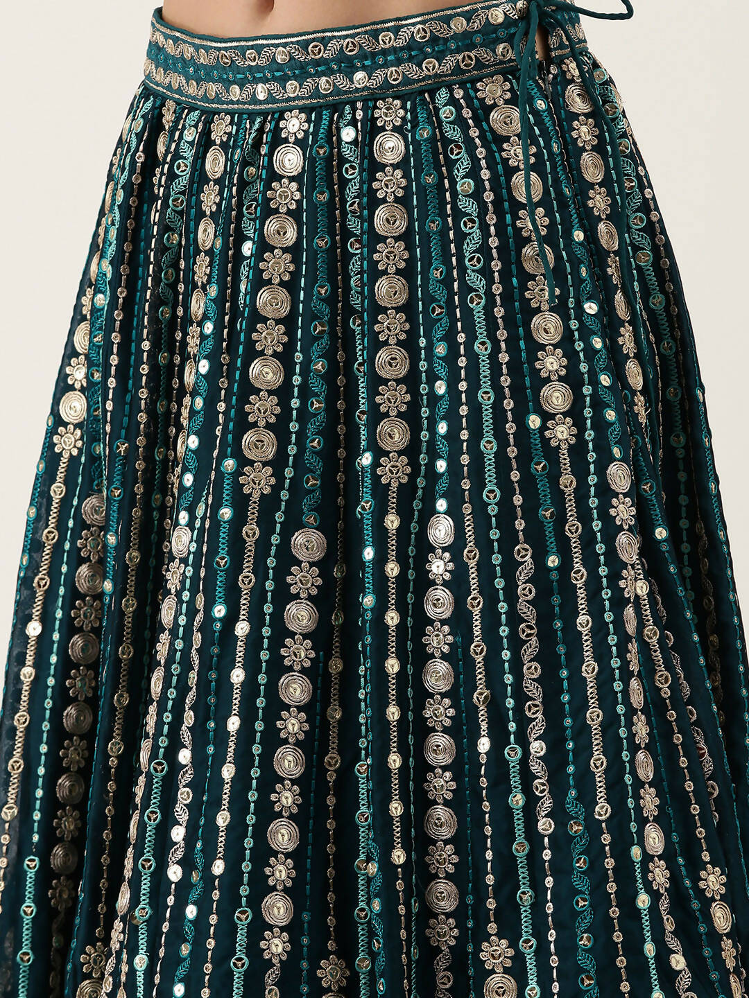 House of Panchhi Teal Pure Georgette Sequinse Work Lehenga & Blouse with Dupatta