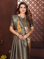 Aastha Fashion Mustard Tissue Silk Weaving Saree - Distacart