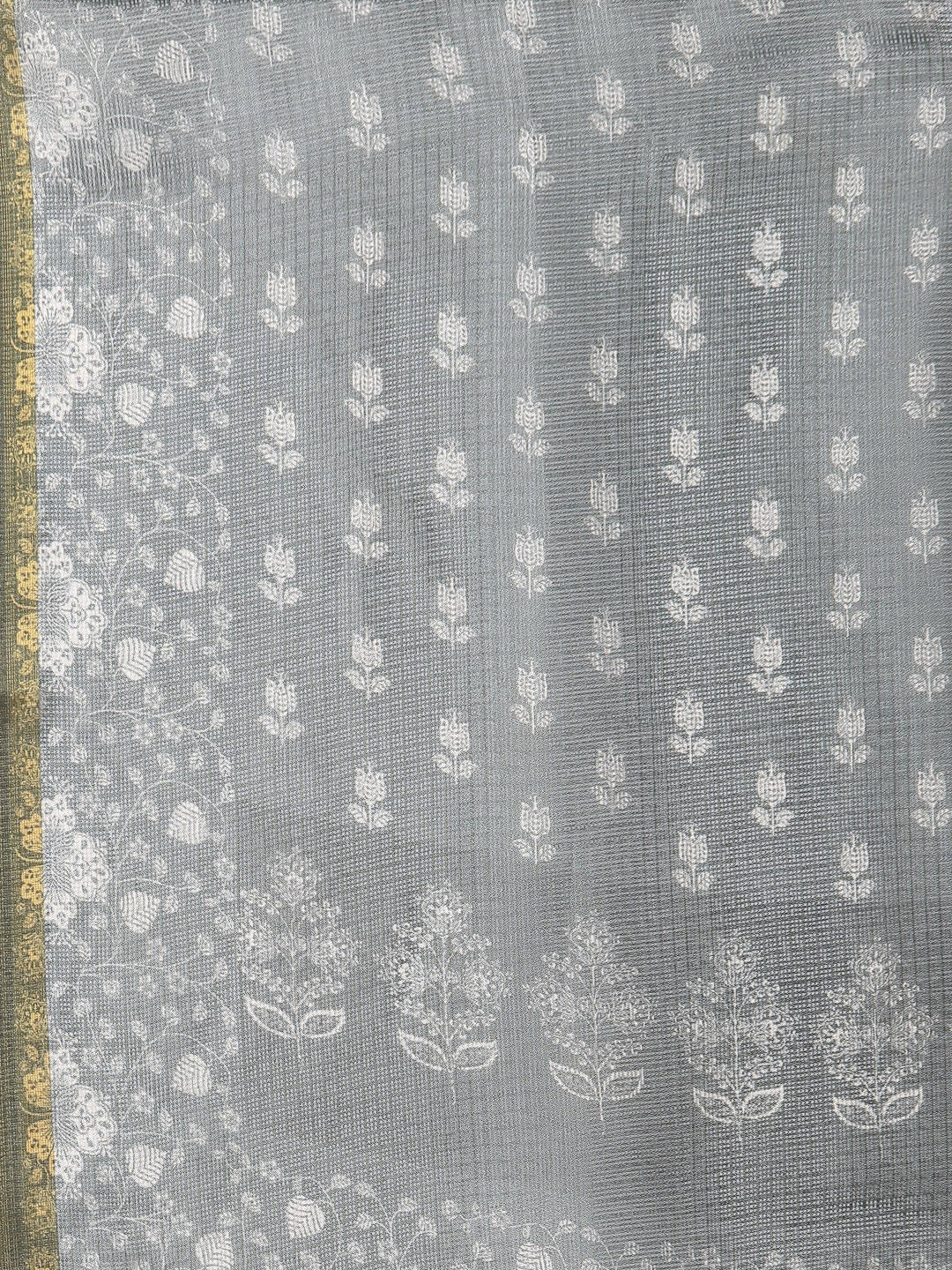 Myshka Women Grey Cotton Blend Printed Sleeveless Round Neck Kurta With Sharara & Dupatta Set