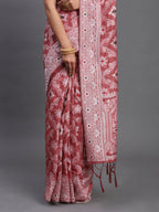 Shree Shyam Fashion Linen Cotton Peach Saree - Distacart