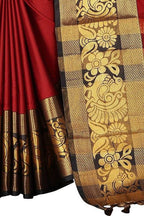 Vamika Banarasi Cotton Silk Weaving Red Saree (DOCTOR MOR RED)