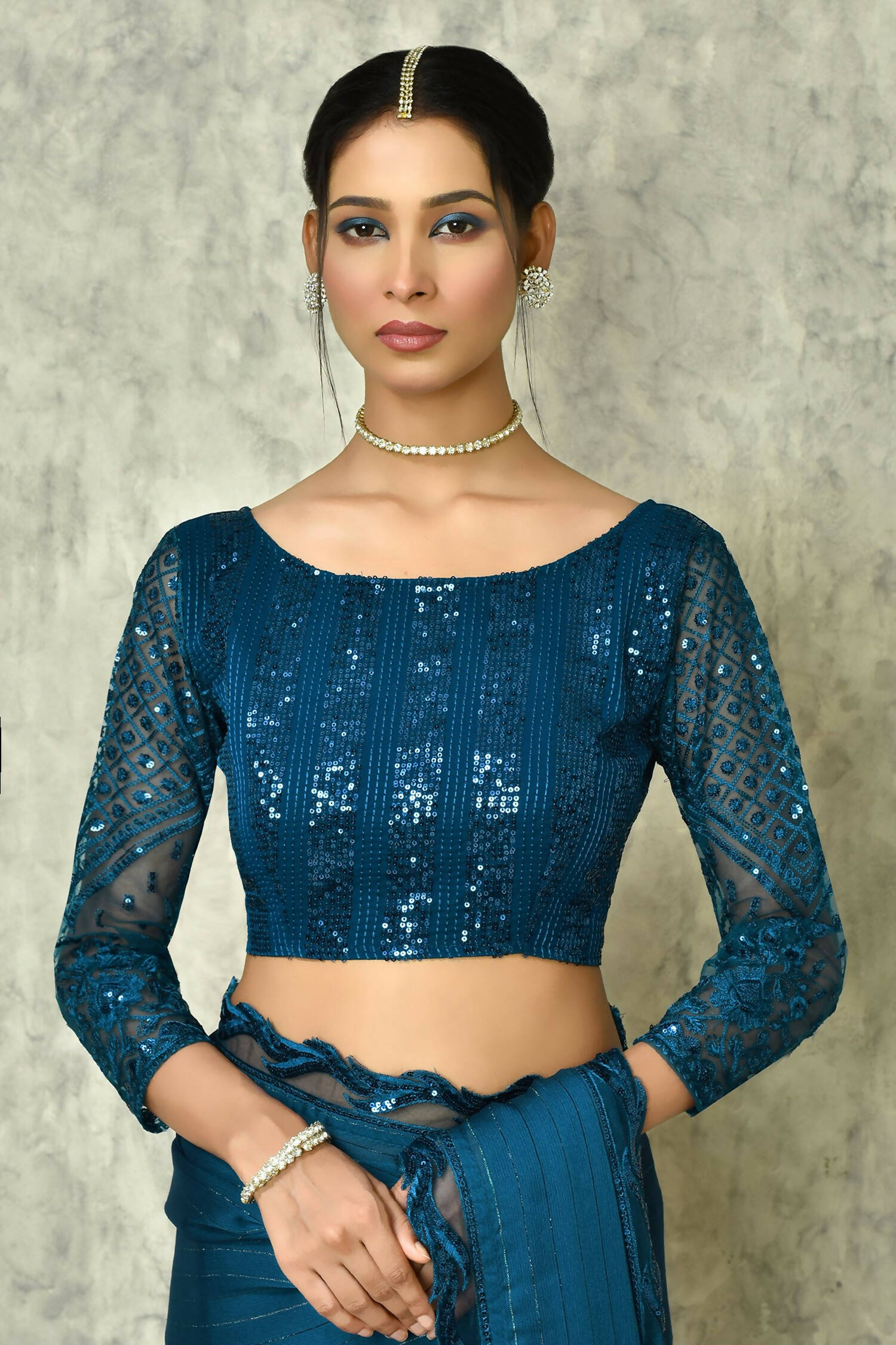 Blue Silk Stripe Saree With Blouse Piece - Purvi