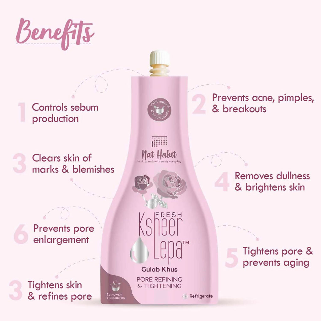 Nat Habit Fresh Gulab Khus Ksheer Lepa Face Mask For Pore Refining, Tightening - Distacart