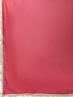 Ahalyaa Women's Pink Rayon Digital Floral Print Kurta Sharara Set with Dupatta