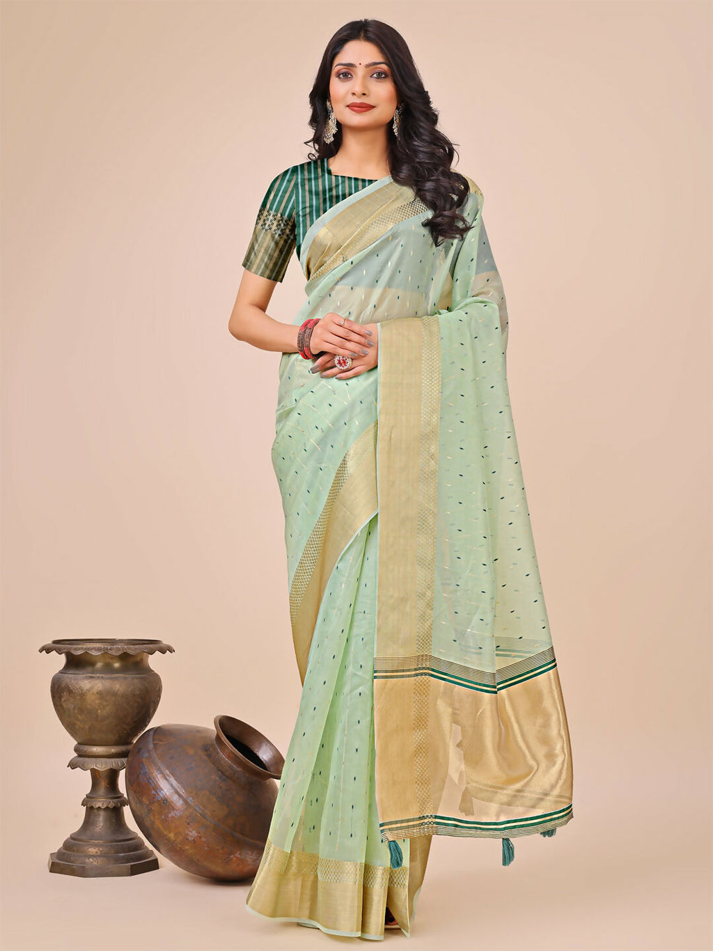 Shree Shyam Fashion Florance Olive Green Organza Saree