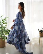 Joban Fashion Navy Blue Kurta Set Organza Sequin Embroidery Work - Distacart