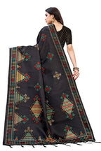 Vamika Black Kalamkari Print With Jhalar Khadi Silk Sarees