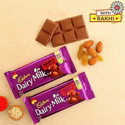 Rudraksha Royal Design Rakhi & Fruit N Nut Chocolates - Distacart