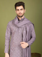 Vastranavya Dusty Peach Exclusive Festival Wear Viscose Silk Thread with Sequence Embroidered Work Kurta with Dupatta