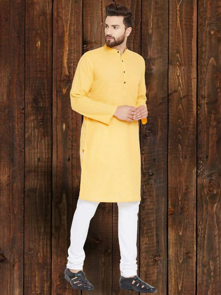 Even Apparels Pure Cotton Yellow Kurta - Yellow