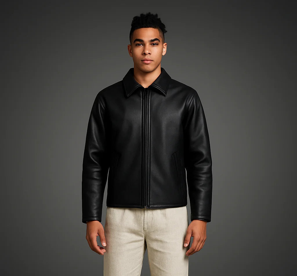 Fabmade Midnight Luxe Leather Jacket For Men