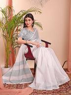 Shree Shyam Fashion The White Loom White Linen Cotton Saree