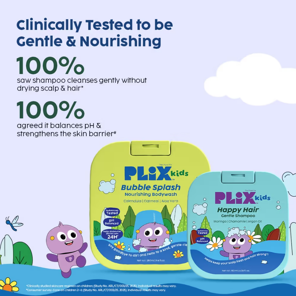 PLIX The Plant Fix Kids Happy Hair Gentle Shampoo & Bubble Splash Body Wash
