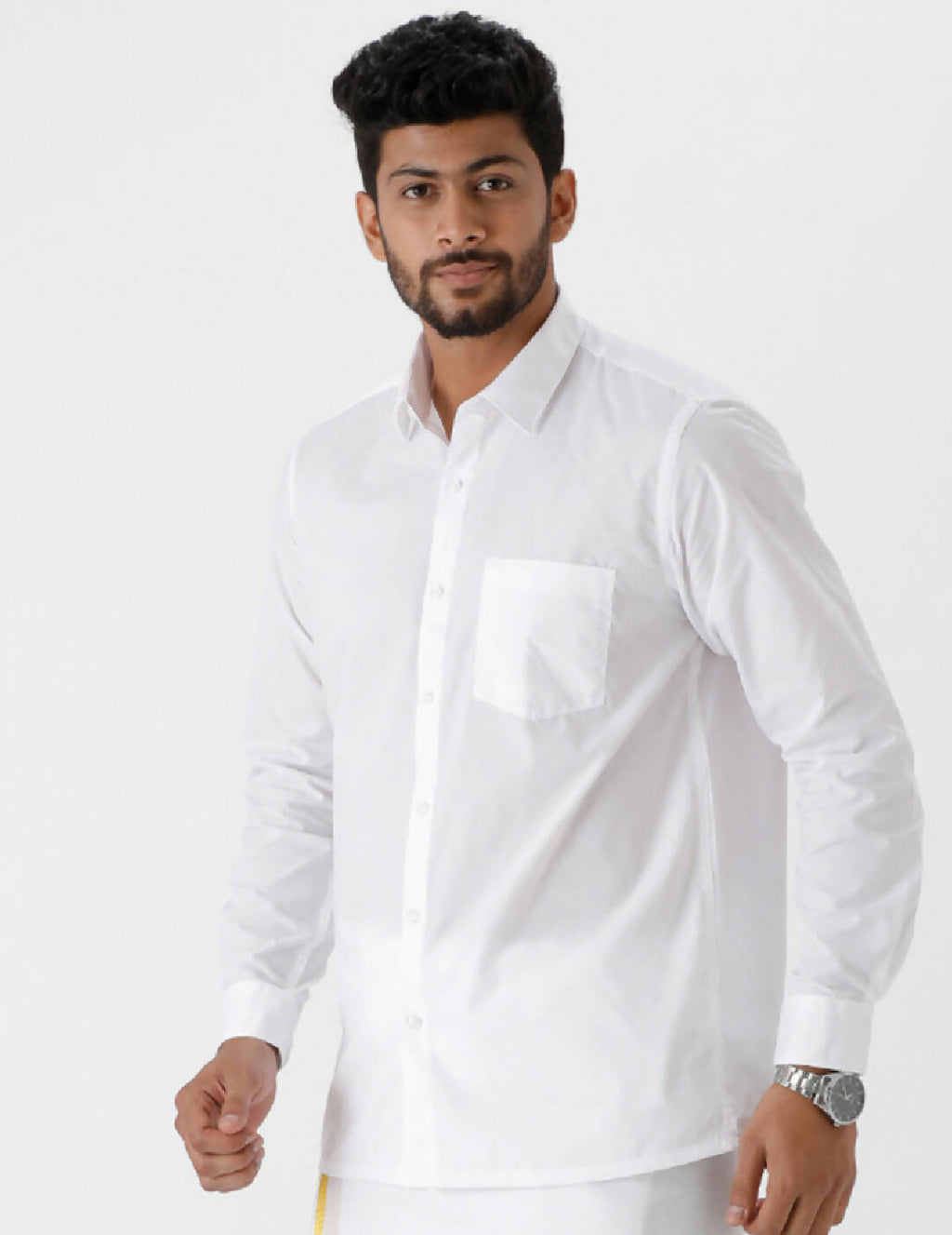 Ramraj Cotton Mens Full Sleeve White Shirt Plus Size - Luxury Cotton