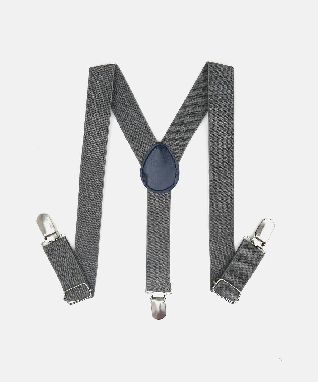 Manet Boys Solid Suspenders - Grey