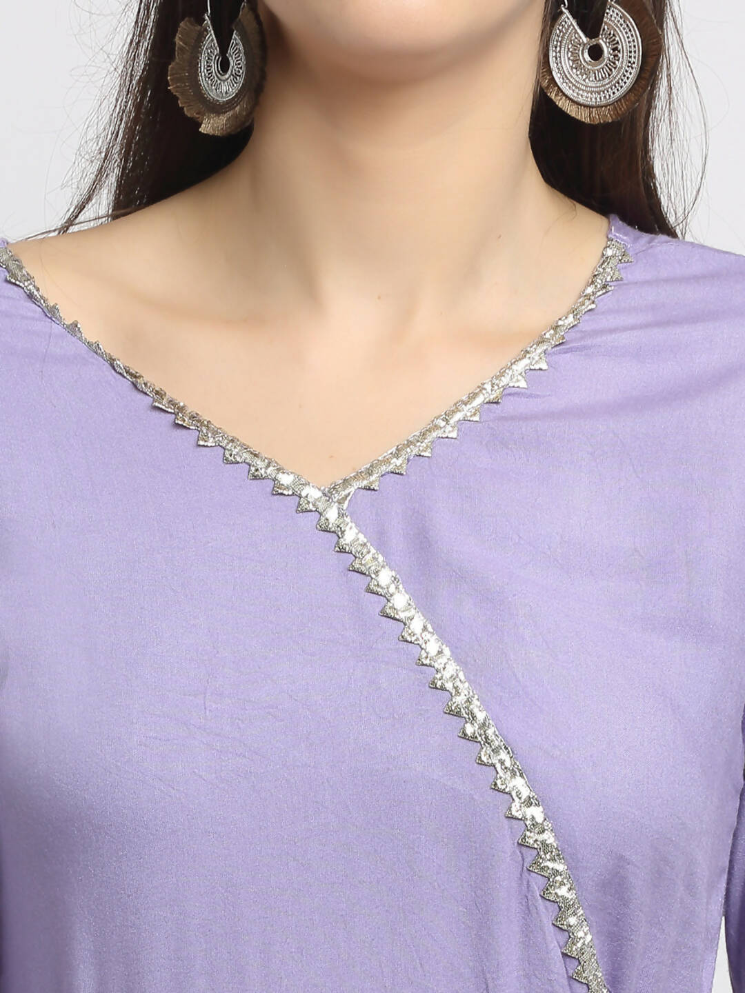 Rudra Bazaar Purple Angrakha Style Flared Kurta With Sharara - Distacart