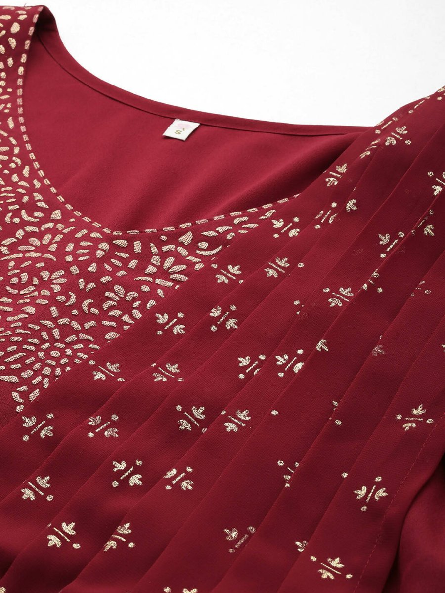 Ahalyaa Women's Traditional wear Ethnic Dress - Maroon - Distacart