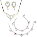 AanyaCentric Gold-plated Mangalsutra Pendant Earring Set & Silver Plated Anklet - Distacart