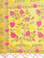 Shree Shyam Fashion Linen Cotton Yellow Saree - Distacart