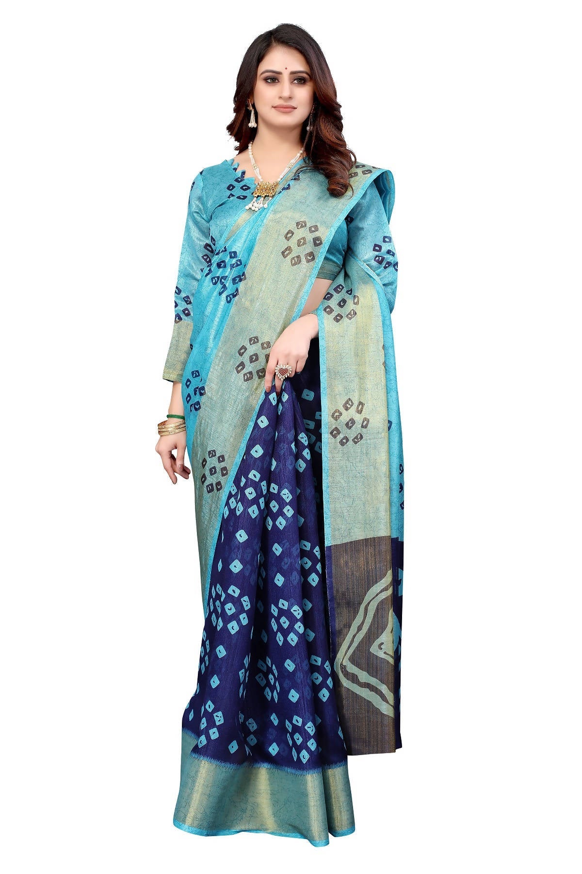 Vamika Ethnic Fire Navy Jari Border Linen Saree - Distacart