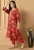 Joban Fashion Red Maslin Kurta Set