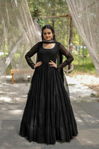 Joban Fashion Black Georgette Sequence Embroidery Work Kurta Set - Distacart
