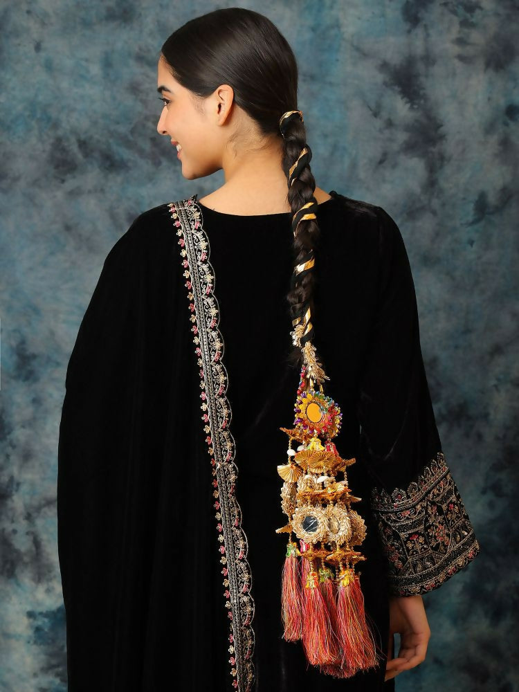 Ruby Raang Colorful Gold Work Parandi