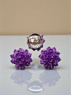 Inhanns Rangmani Crystal Duo – Adjustable Ring + Statement Earrings Set - Purple - Distacart