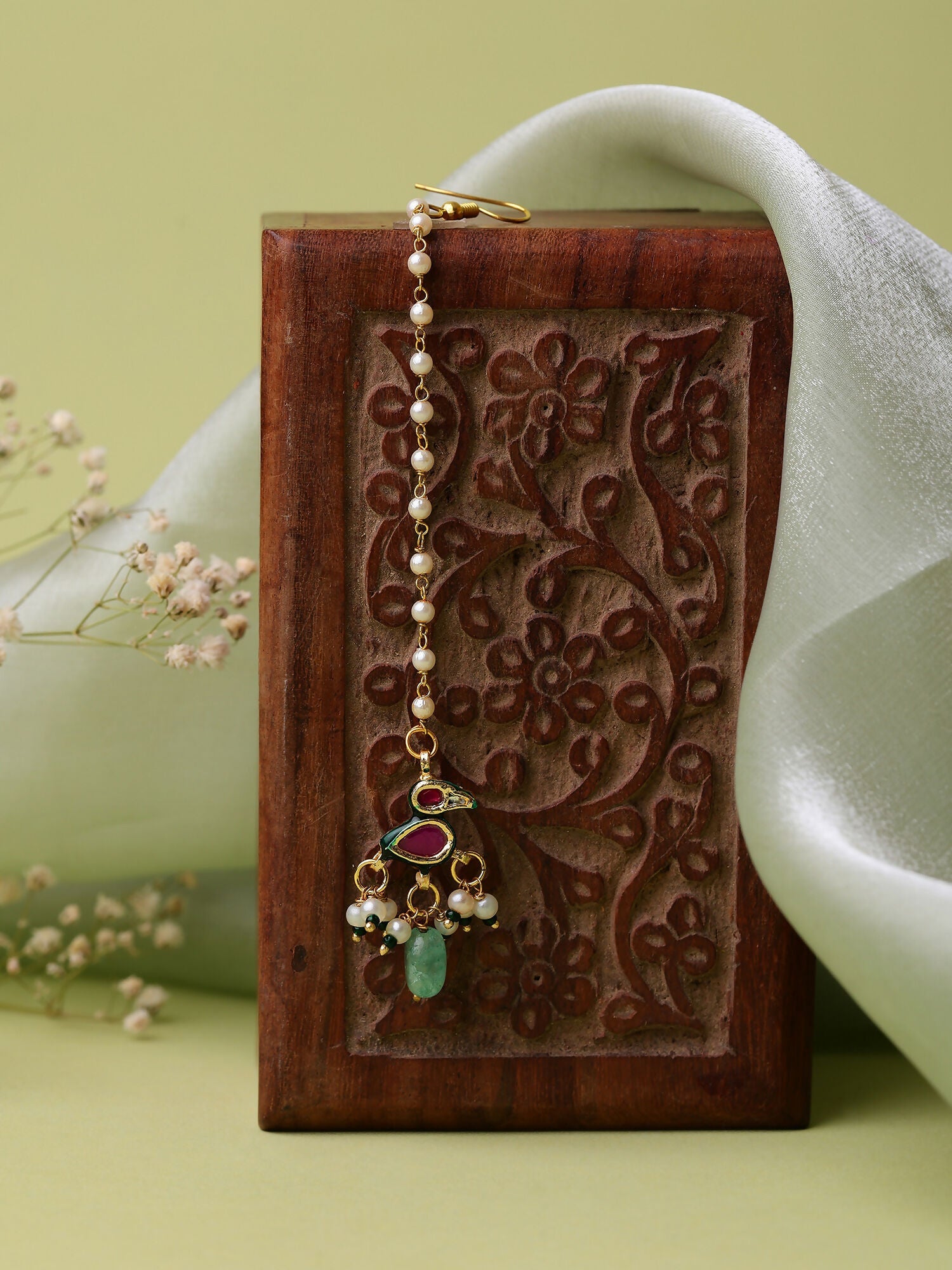 Ruby Raang Multi-Color Kundan Maang Tikka - Distacart