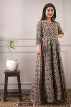 Partywear Designer Hand Screen and Foil Print Multi Pure chanderi Gown - Anbazaar - Distacart