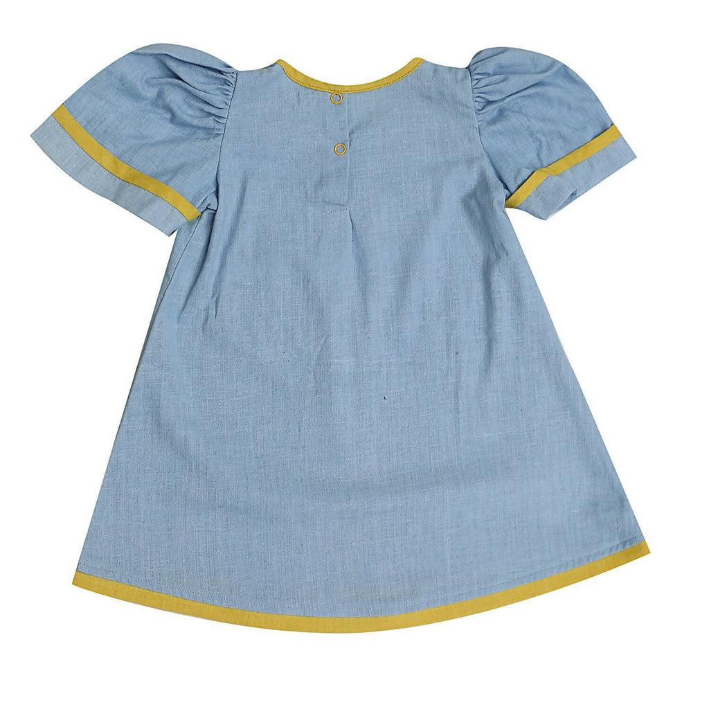 Mhyssa Blue Puff Sleeve A-line Frock