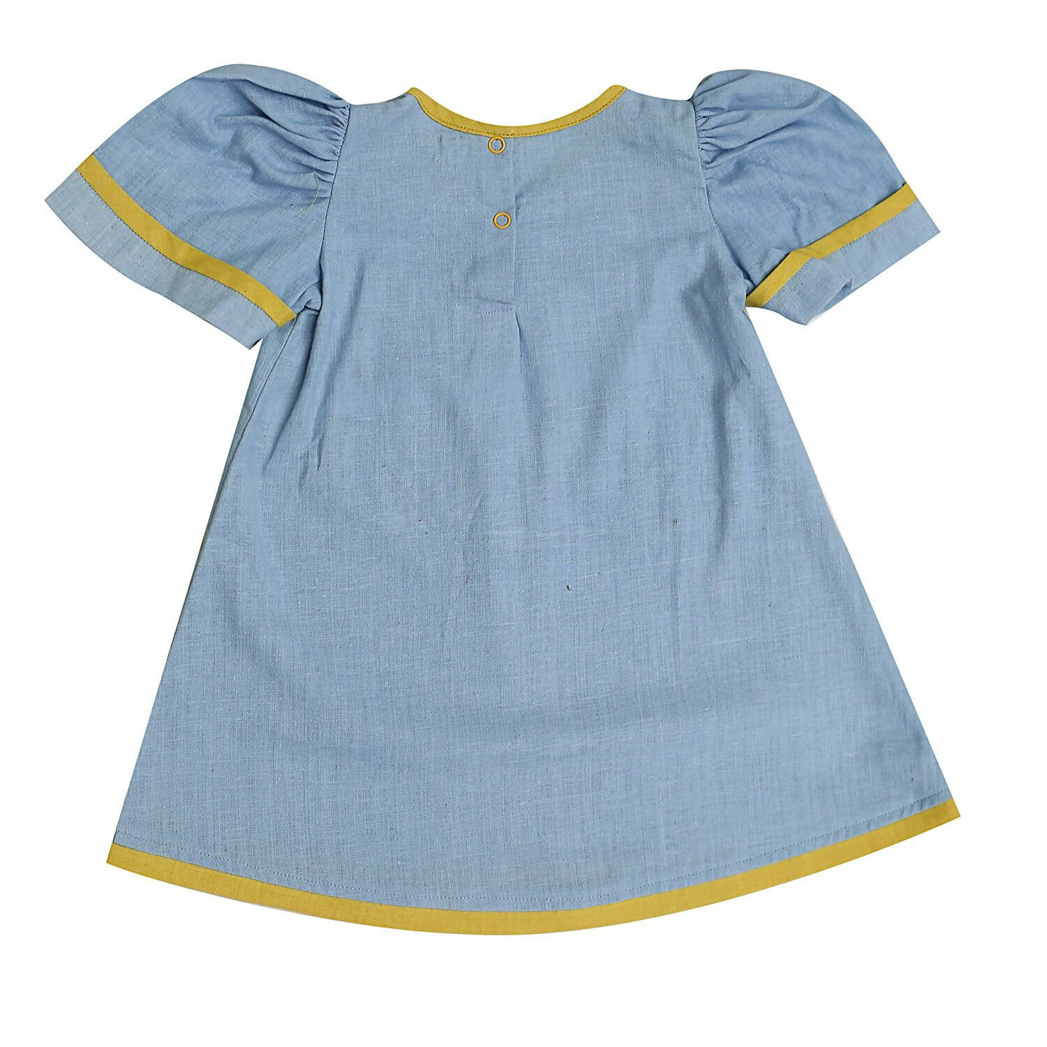 Mhyssa Blue Puff Sleeve A-line Frock