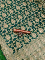 DEIANA'S Beautiful Designer Golden zari Soft Lichi Silk Saree - Green