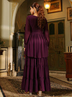 Janasya Purple Georgette Sequined Tunic & Bottom