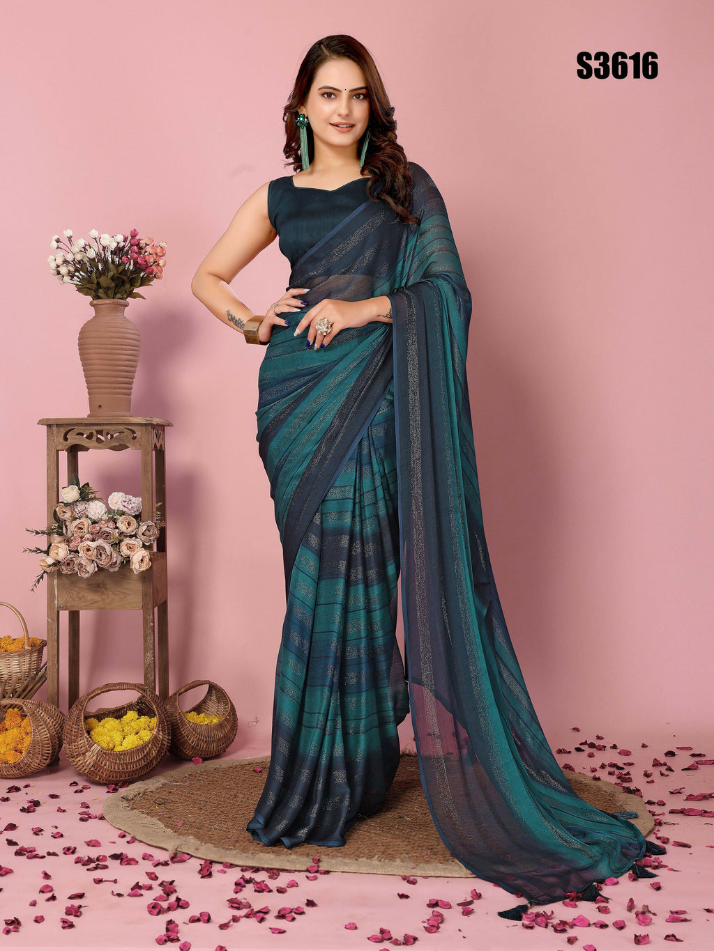 Attractive These Party Wear Ready To Wear Saree - Blue