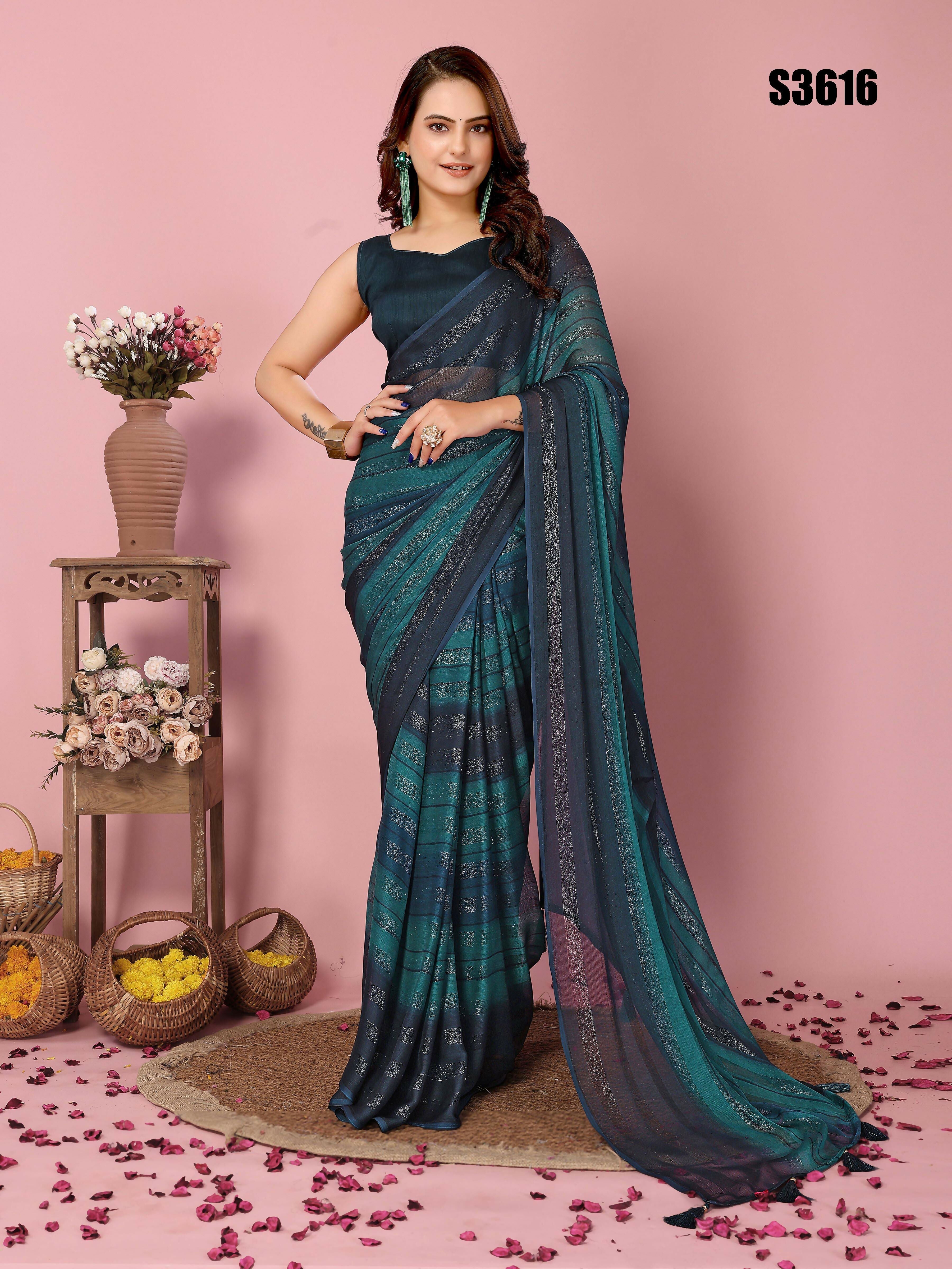 Attractive These Party Wear Ready To Wear Saree - Blue
