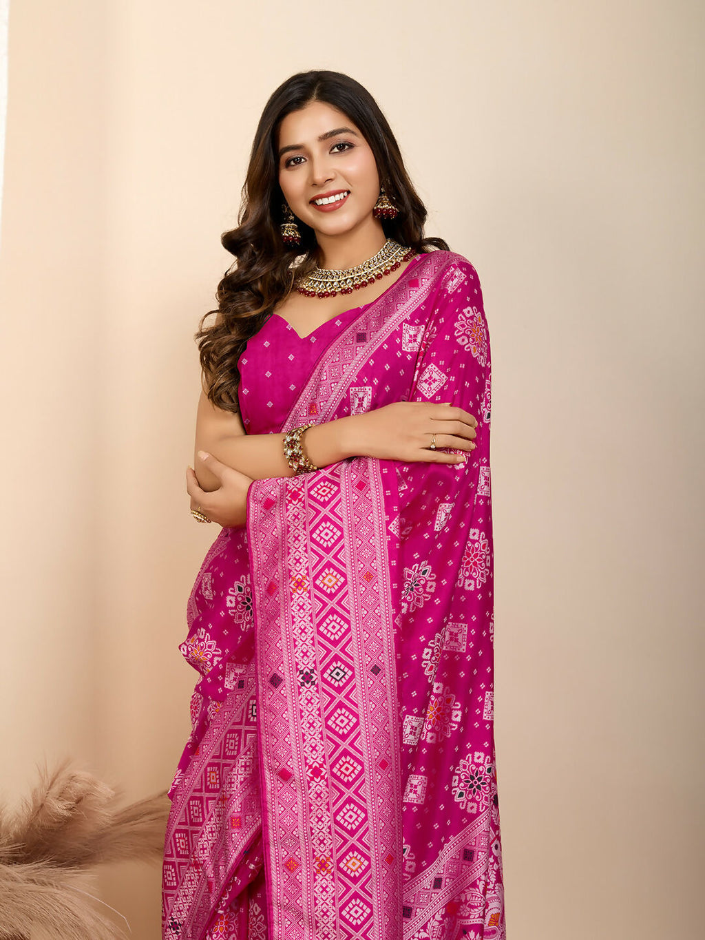 Pink Soft Silk Woven Meenakari Designer Saree - Vedanti