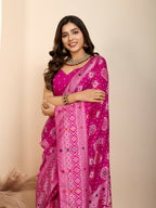 Pink Soft Silk Woven Meenakari Designer Saree - Vedanti