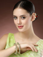 NVR Women's Set Of 2 Gold-Polished Kundan-Studded Bangles - Distacart