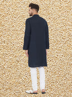 Even Apparels Men's Pure Cotton Navy Kurta