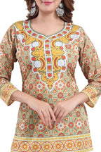 Snehal Creations Eye Catching Faux Crepe Printed Tunic Top
