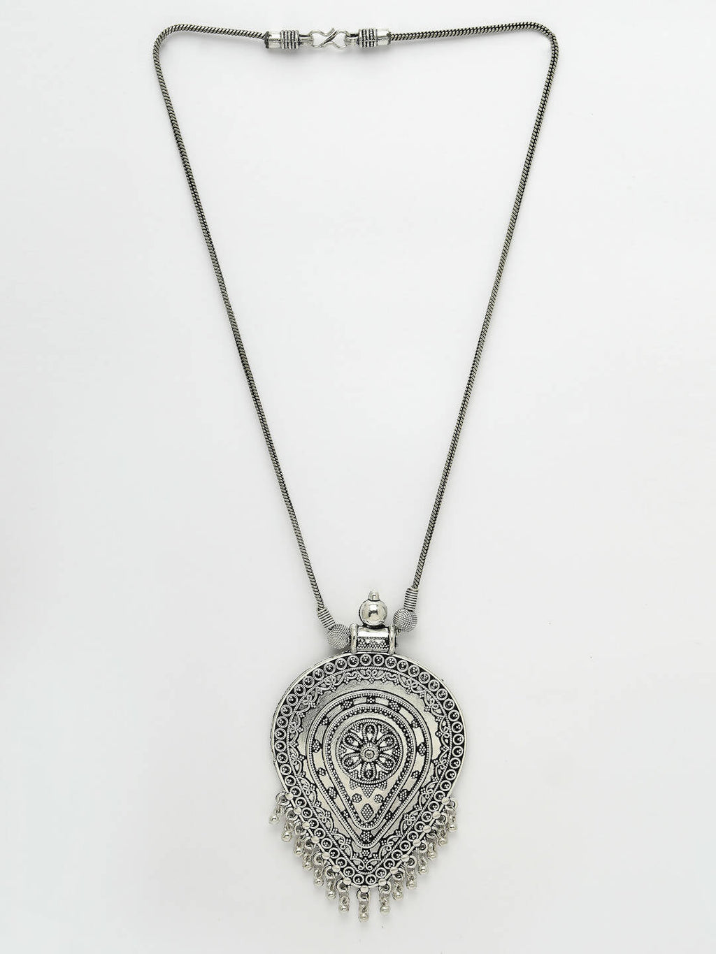 NVR Women's Elegant Silver Oxidised Brass Necklace