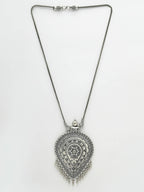 NVR Women's Elegant Silver Oxidised Brass Necklace