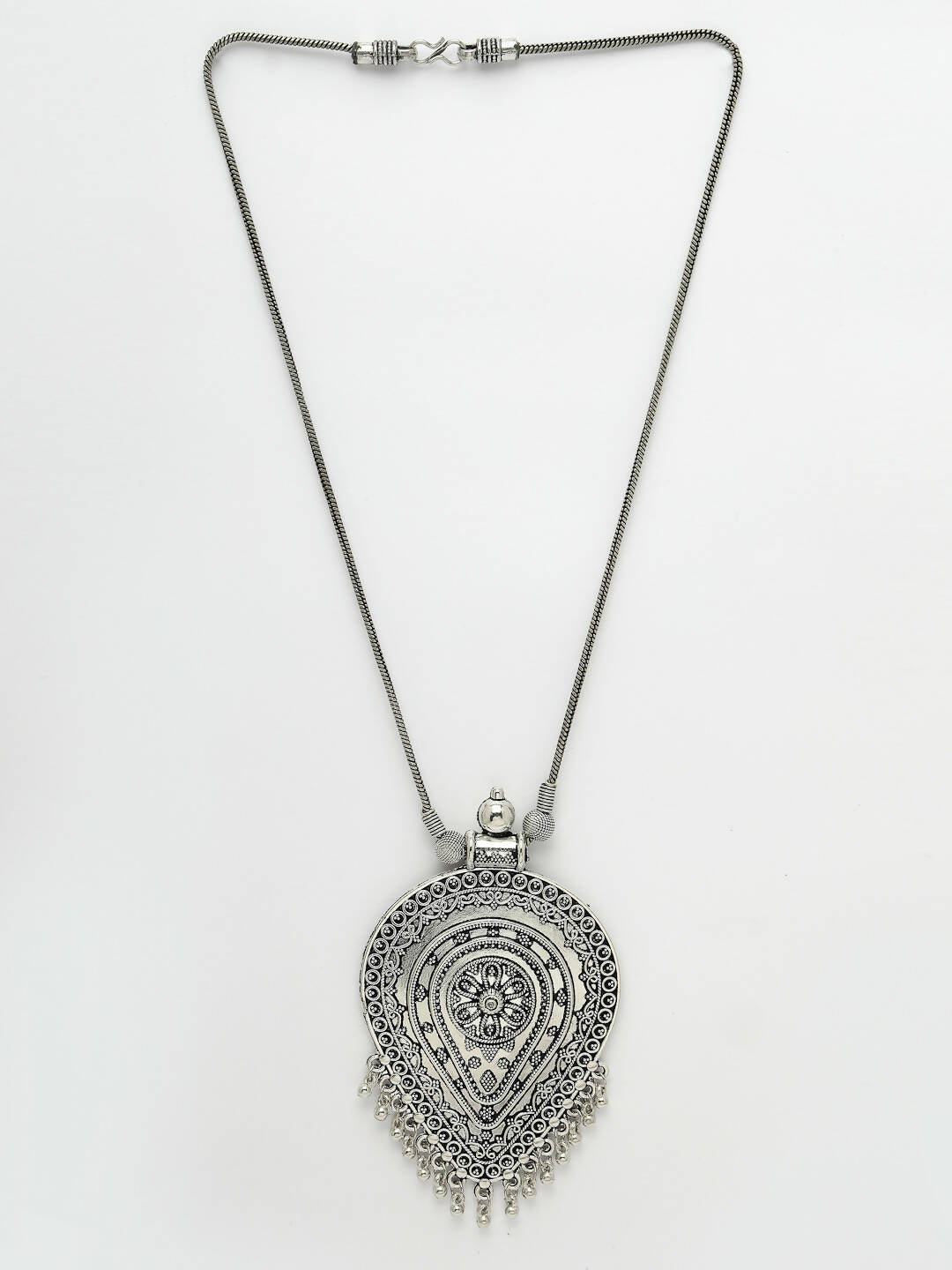 NVR Women's Elegant Silver Oxidised Brass Necklace