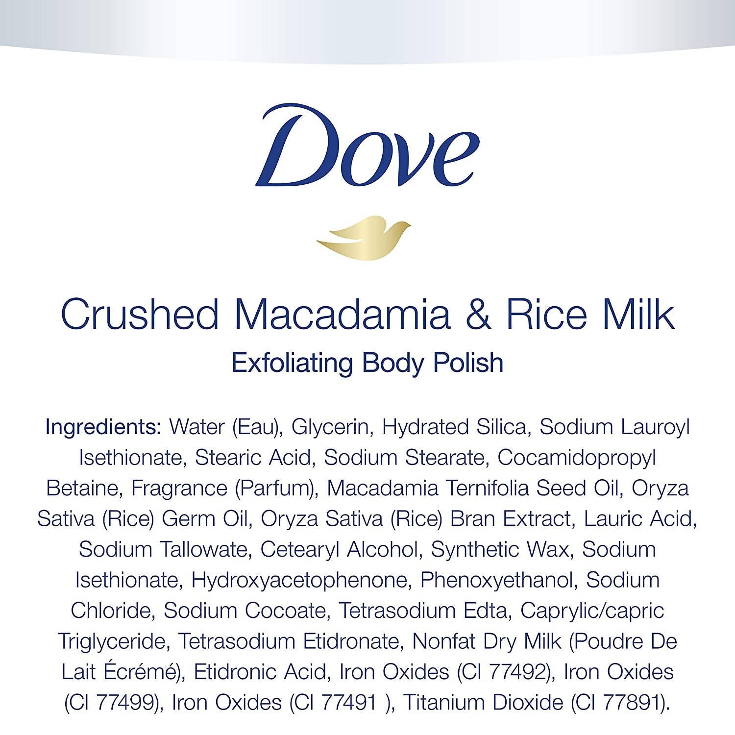Dove Crushed Macadamia & Rice Milk Moderate Exfoliating Body Scrubating Body Polish Scrub