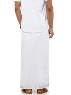 Ramraj Cotton Mens Pure Cotton 1 1 / 2 " Silver Jari Dhoti - White